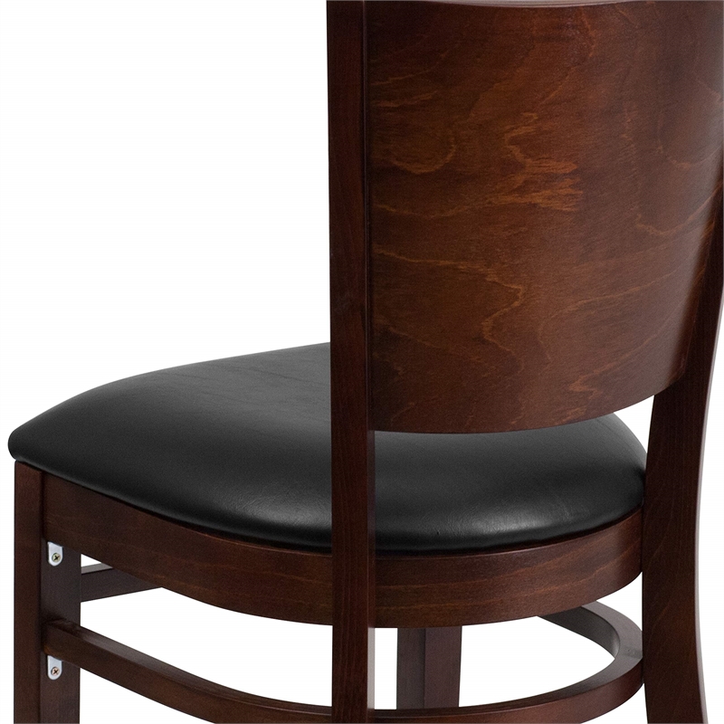 Flash Furniture Lacey Upholstered Restaurant Dining Chair in Walnut and Black