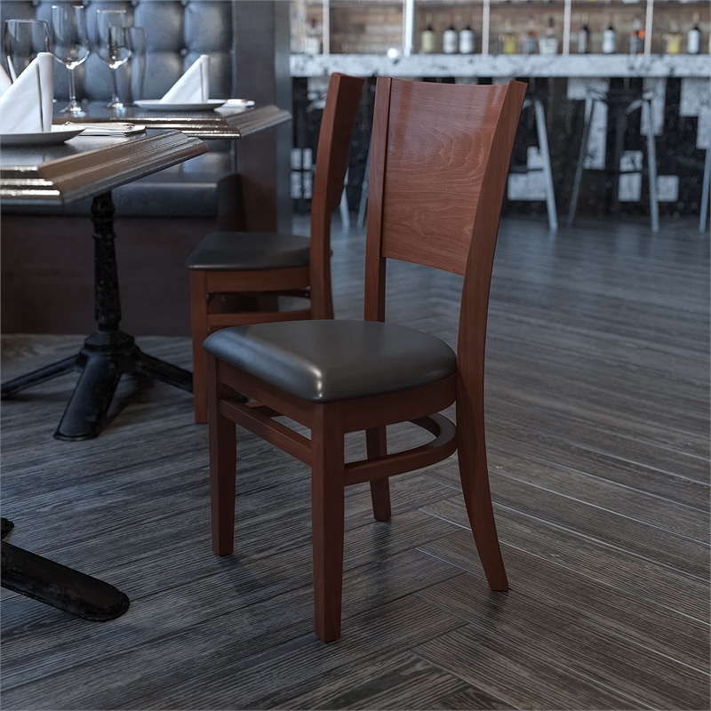 Flash Furniture Lacey Upholstered Restaurant Dining Chair in Walnut and Black