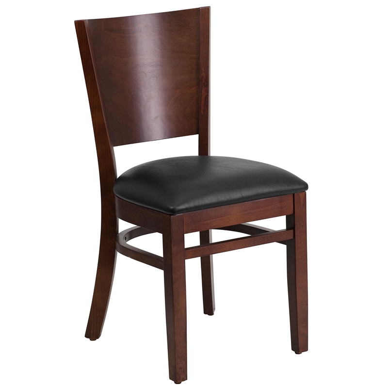 Flash Furniture Lacey Upholstered Restaurant Dining Chair in Walnut and Black