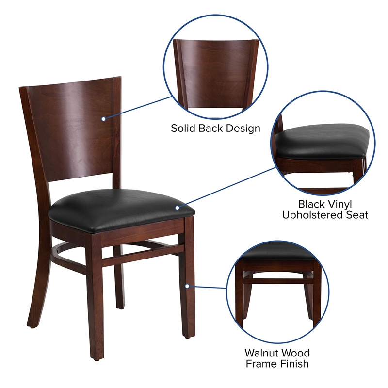 Flash Furniture Lacey Upholstered Restaurant Dining Chair in Walnut and Black