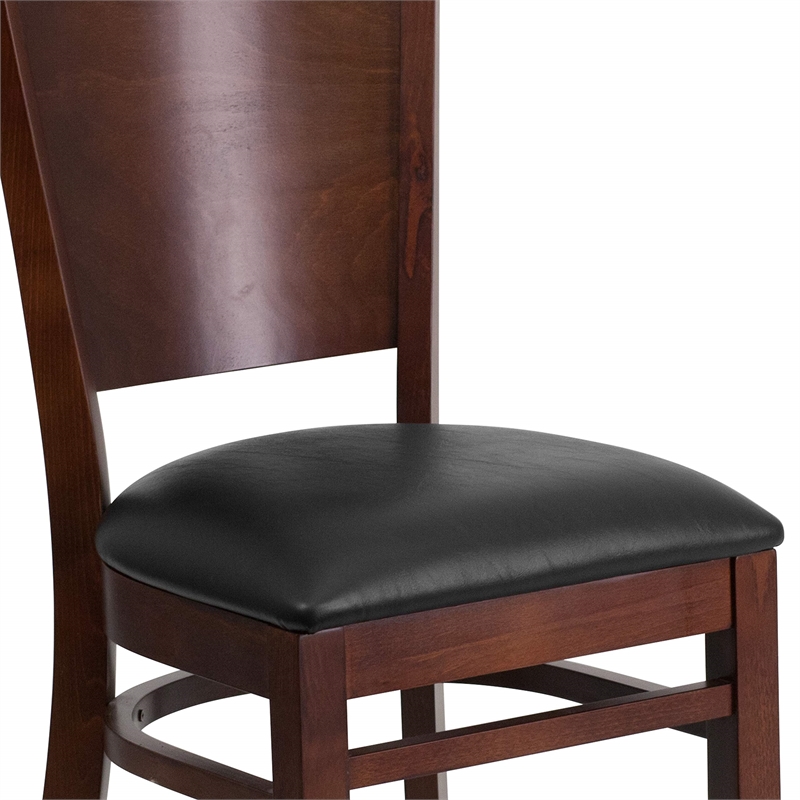 Flash Furniture Lacey Upholstered Restaurant Dining Chair in Walnut and Black