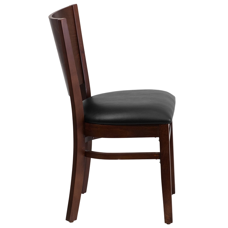 Flash Furniture Lacey Upholstered Restaurant Dining Chair in Walnut and Black