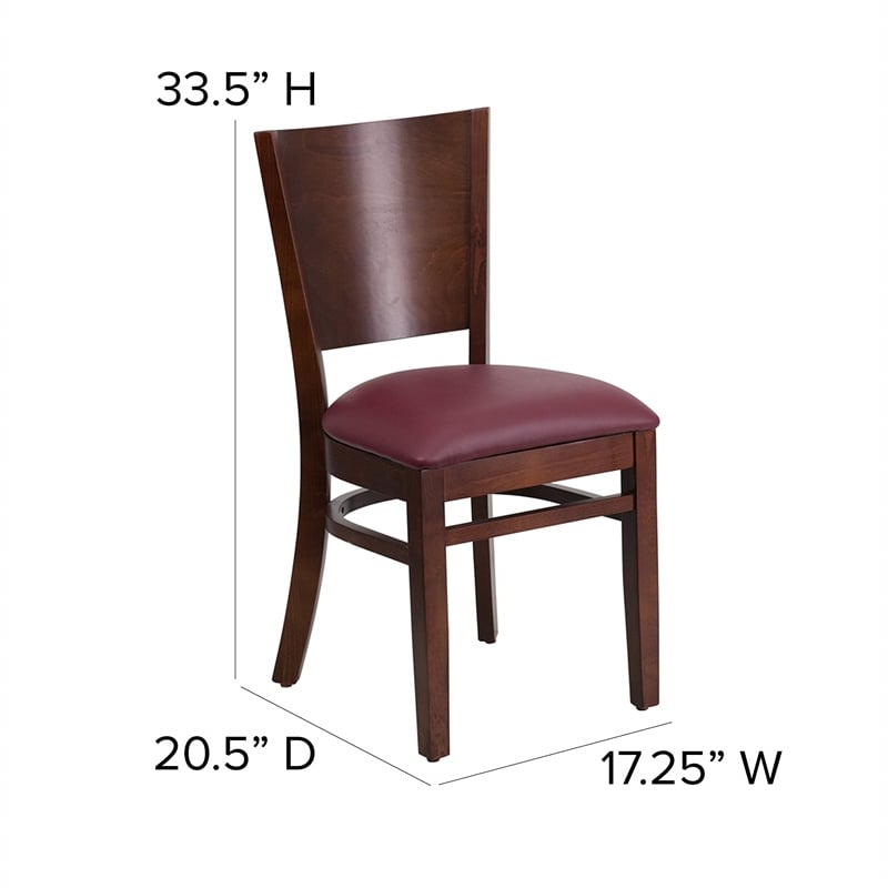 Flash Furniture Lacey Upholstered Restaurant Dining Chair in Walnut and Burgundy