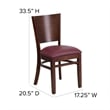 Flash Furniture Lacey Upholstered Restaurant Dining Chair in Walnut and Burgundy