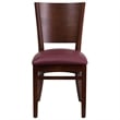 Flash Furniture Lacey Upholstered Restaurant Dining Chair in Walnut and Burgundy