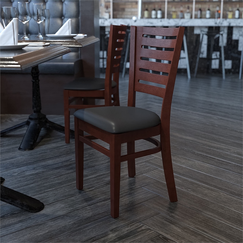 Flash Furniture Darby Upholstered Restaurant Dining Chair in Walnut and Black