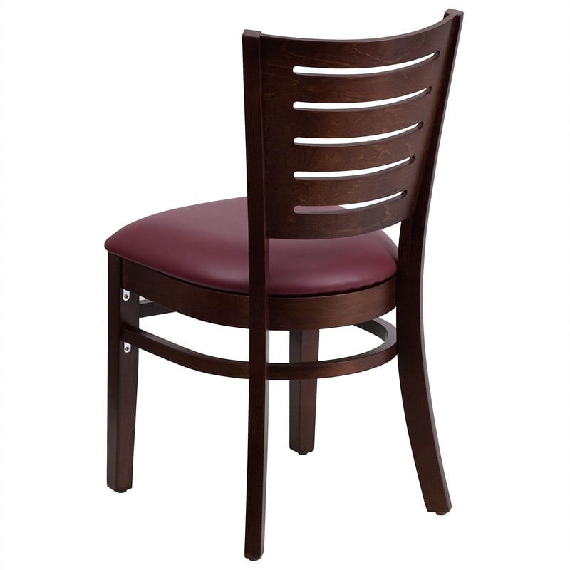 Flash Furniture Darby Upholstered Restaurant Dining Chair in Walnut and Burgundy