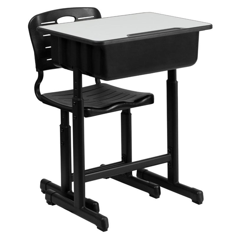 Flash Furniture 2 Piece Classroom Desk Set in Black and Natural