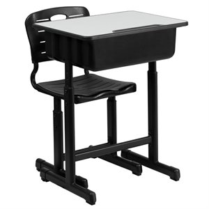 flash furniture 2 piece classroom desk set in black and natural