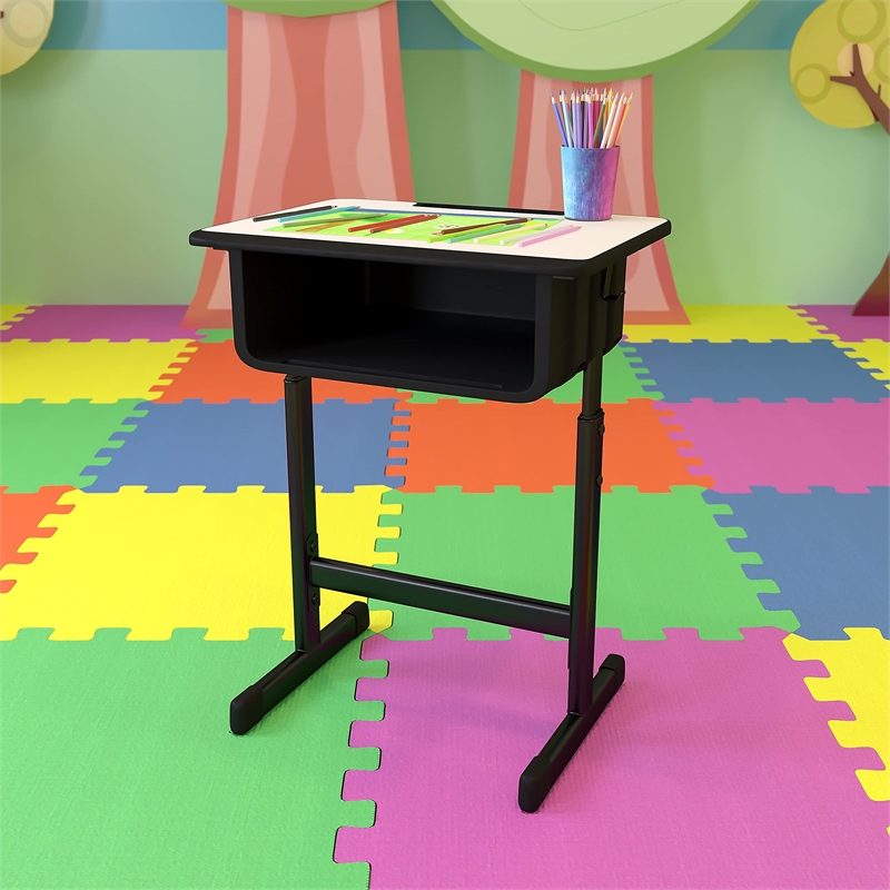 Flash Furniture Student Desk in Black and Gray