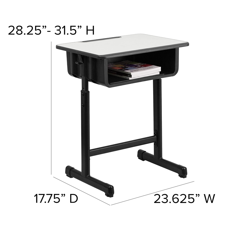 Flash Furniture Student Desk in Black and Gray