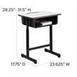 Flash Furniture Student Desk in Black and Gray
