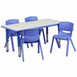 Flash Furniture Plastic Activity Table Set with 4 School Stacking Chairs in Blue