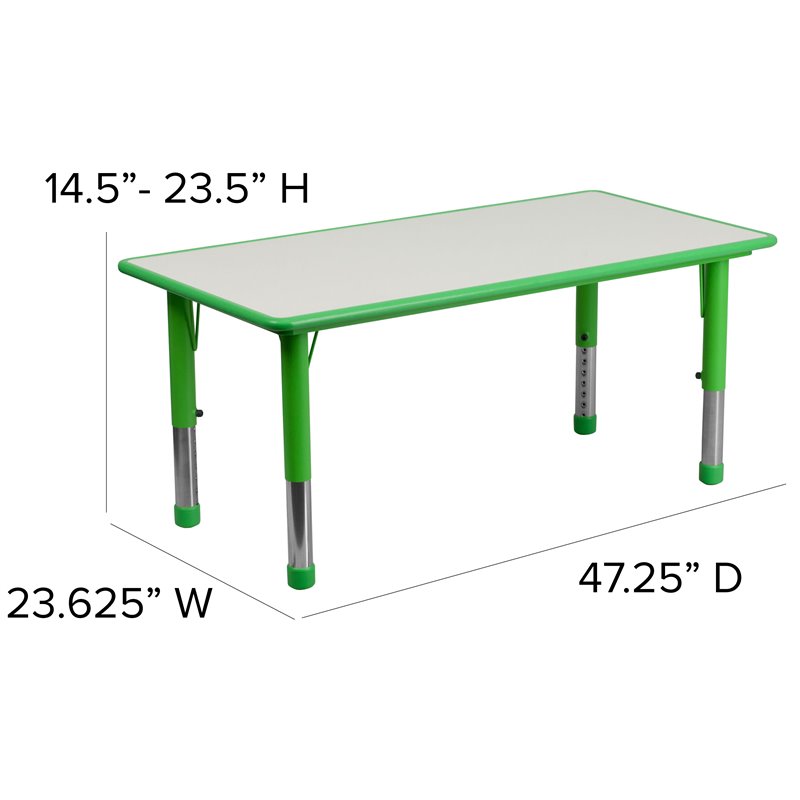 Flash Furniture Plastic Activity Table Set with 4 School Stacking Chairs in Green