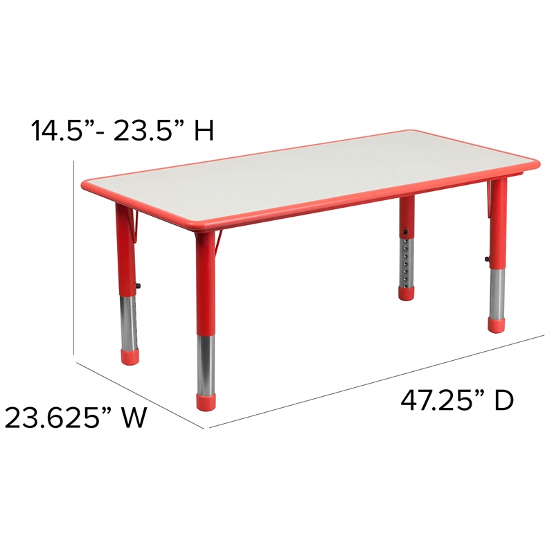 Flash Furniture Plastic Activity Table Set with 4 School Stacking Chairs in Red