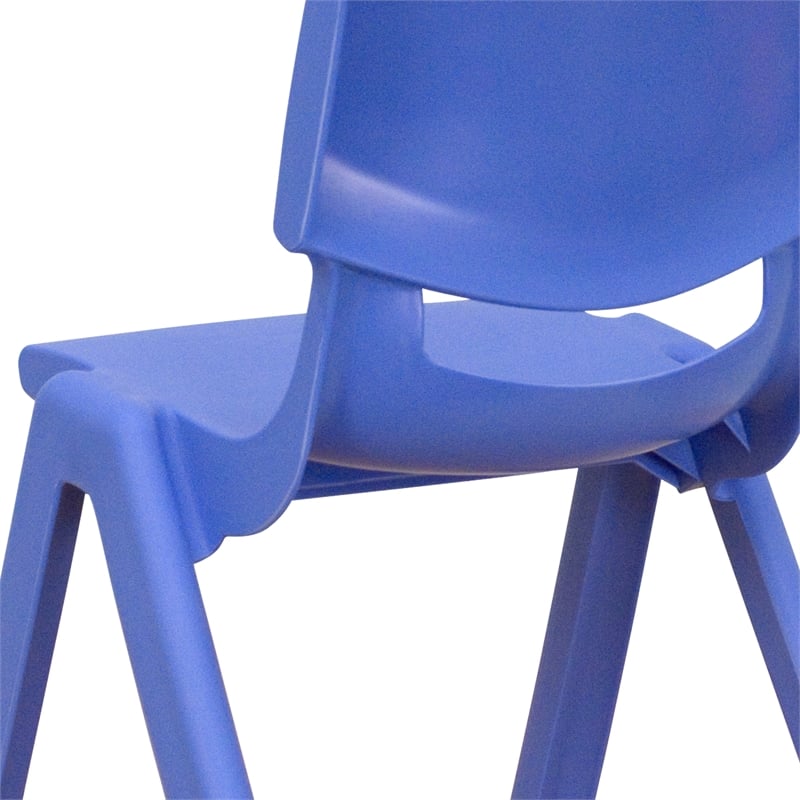 Flash Furniture Plastic Activity Table Set with 6 School Stacking Chairs in Blue