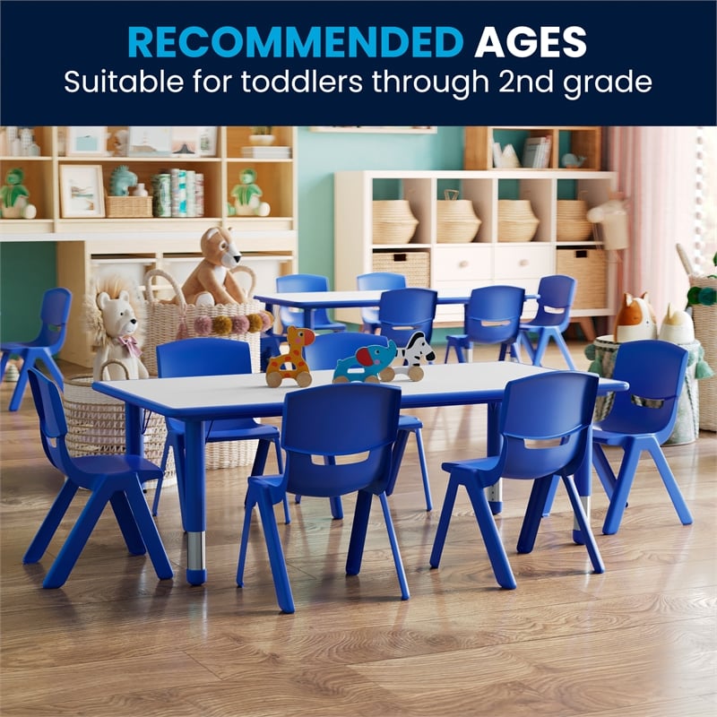 Flash Furniture Plastic Activity Table Set with 6 School Stacking Chairs in Blue