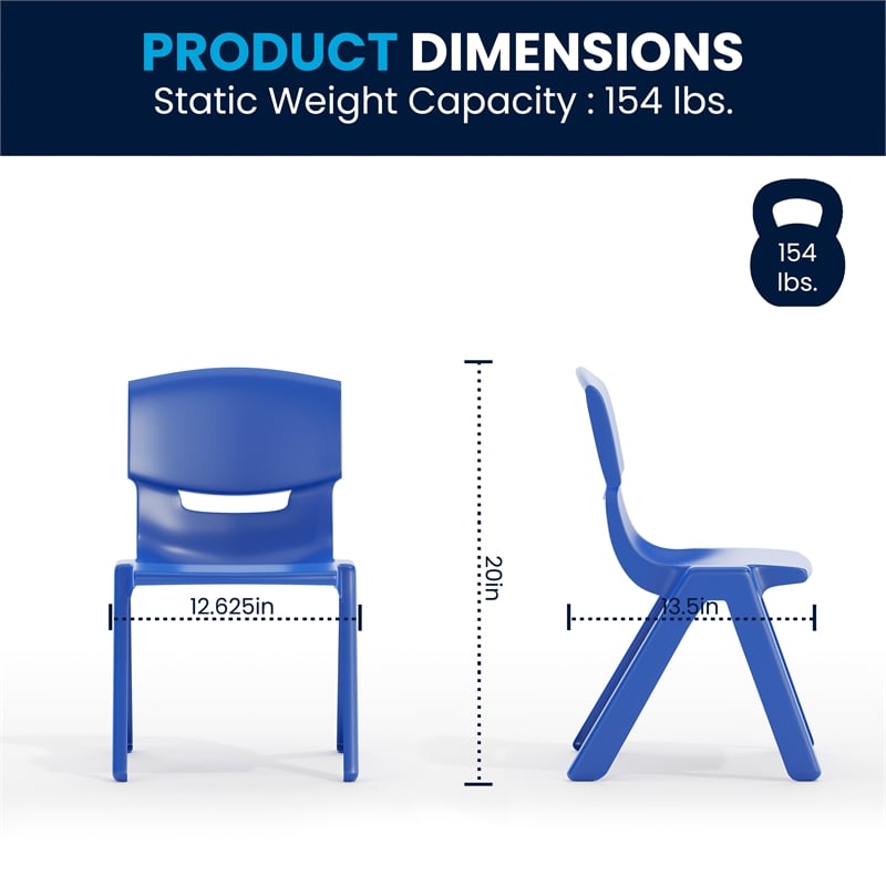 Flash Furniture Plastic Activity Table Set with 6 School Stacking Chairs in Blue