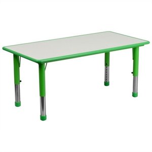 flash furniture modern height adjustable two tone plastic kids activity table in green