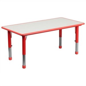 flash furniture modern height adjustable two tone plastic kids activity table in red