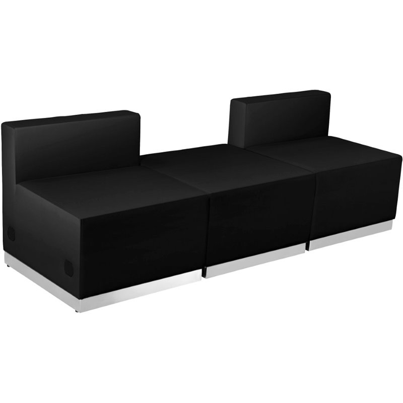 Flash Furniture Hercules Alon 3 Piece Reception Seating in Black