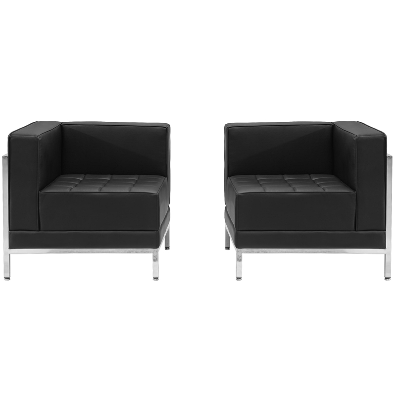 Flash Furniture Hercules Imagination 2-Piece Reception Configuration in Black