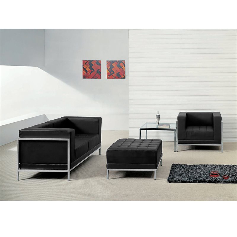 Flash Furniture Hercules Imagination 3-Piece Reception Configuration in Black