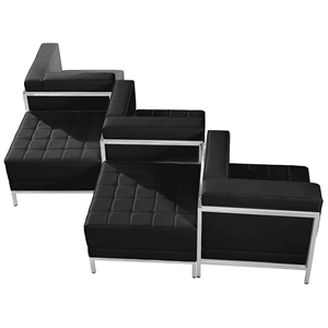 Flash Furniture Hercules Imagination 5 Pieces Reception Configuration in Black