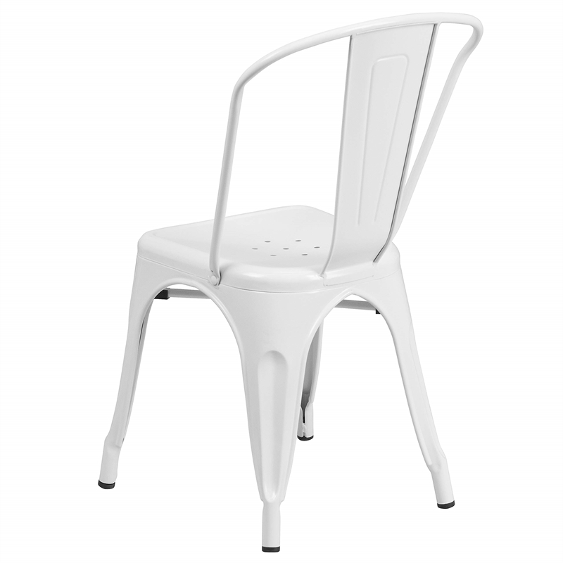 Flash Furniture Metal Stackable Dining Side Chair in White