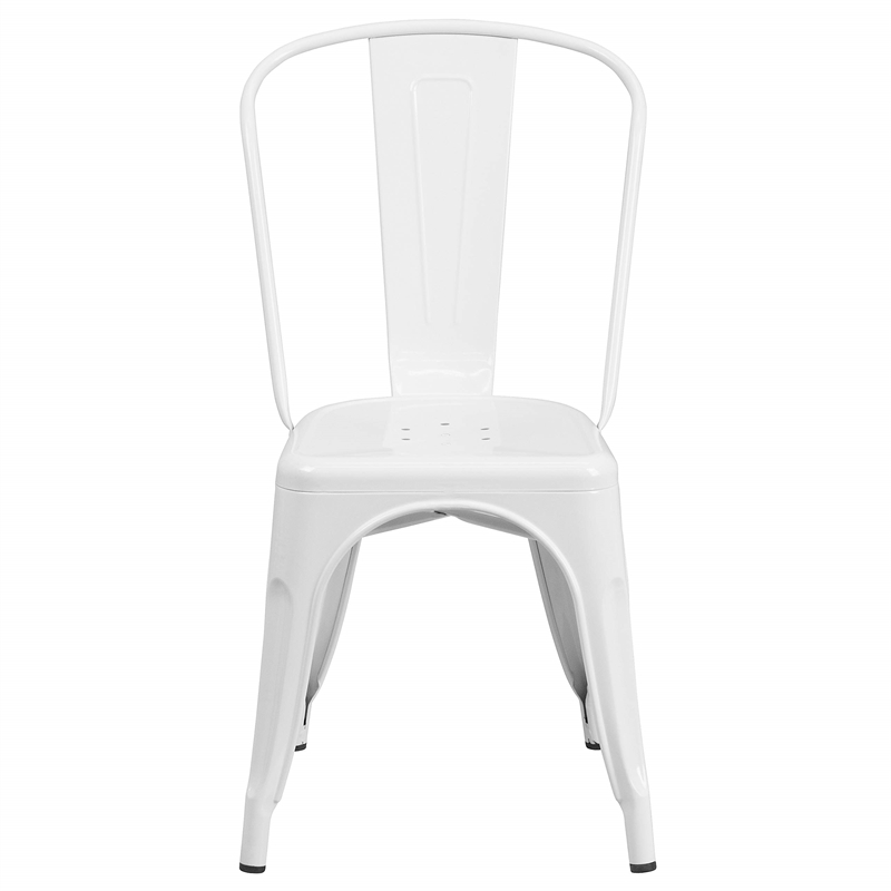 Flash Furniture Metal Stackable Dining Side Chair in White