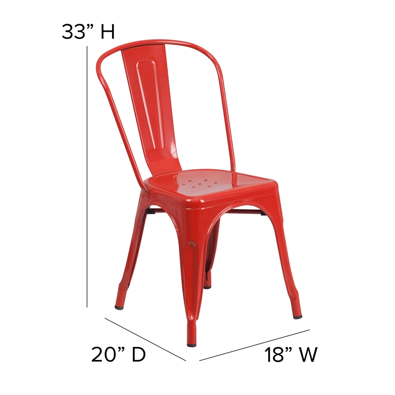 Flash Furniture Metal Stackable Dining Side Chair in Red