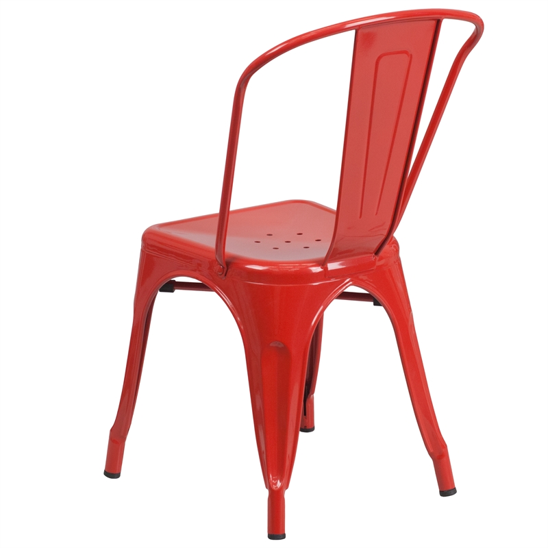 Flash Furniture Metal Stackable Dining Side Chair in Red