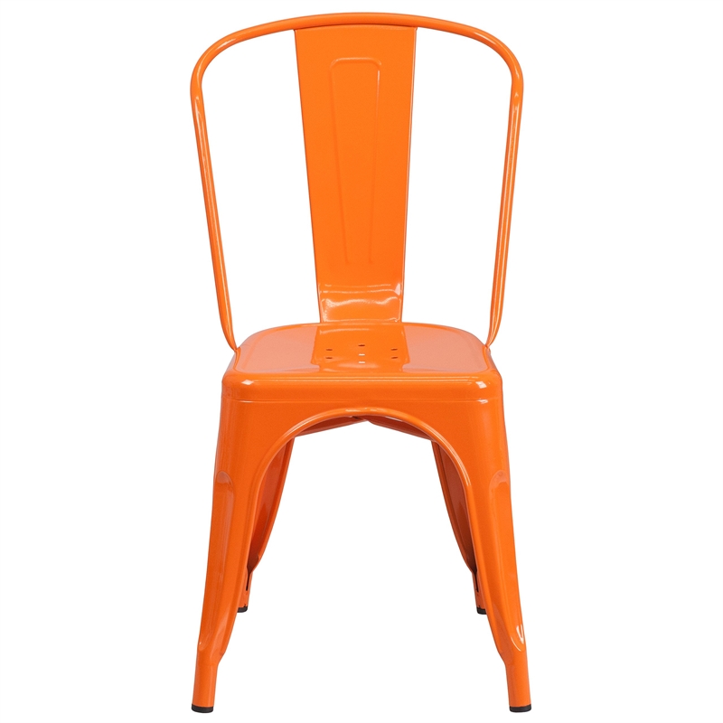 Flash Furniture Metal Stackable Dining Side Chair in Orange