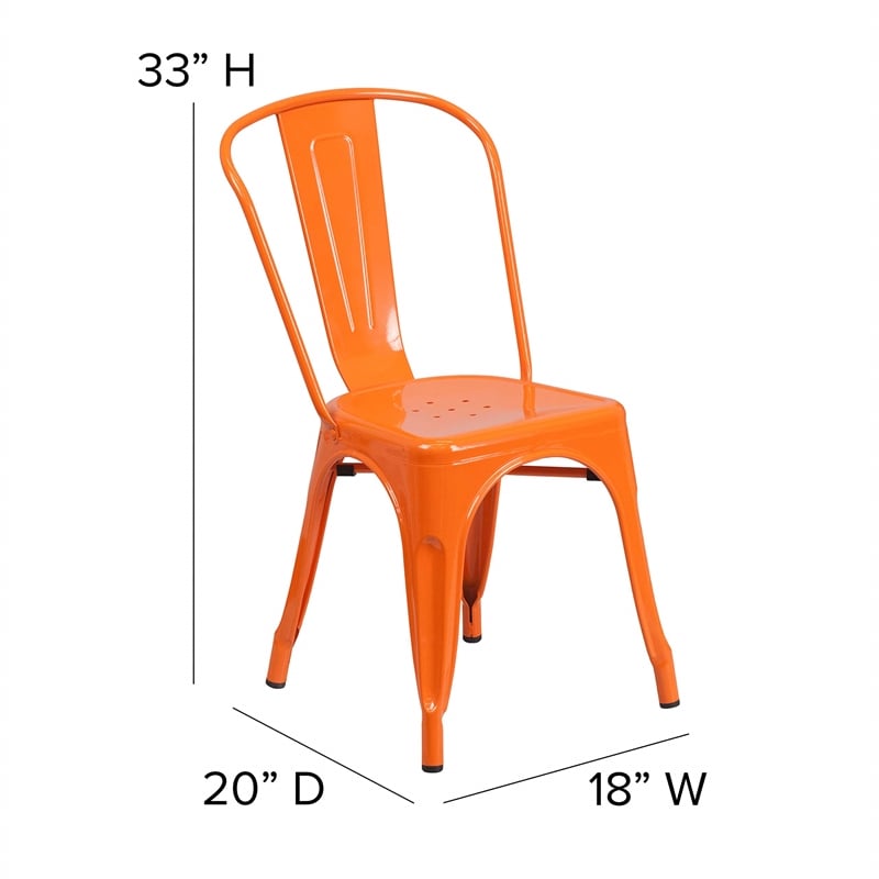 Flash Furniture Metal Stackable Dining Side Chair in Orange