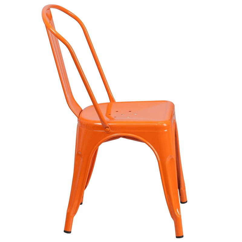 Flash Furniture Metal Stackable Dining Side Chair in Orange