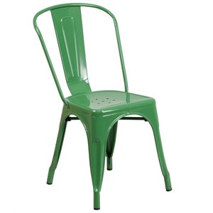 Flash Furniture Stackable Metal Dining Side Chair in Green