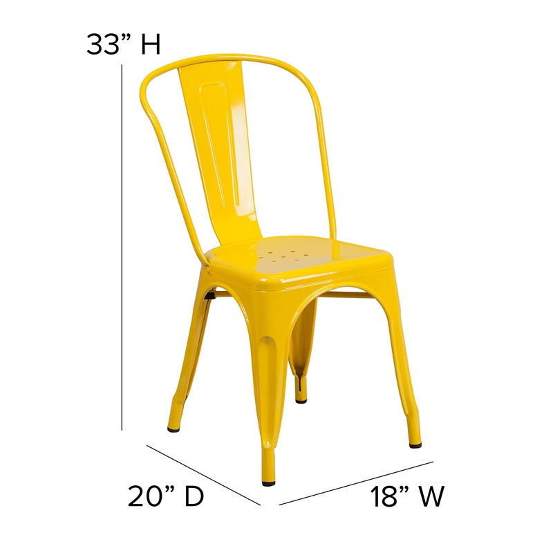 Flash Furniture Metal Stackable Dining Side Chair in Yellow