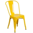Flash Furniture Metal Stackable Dining Side Chair in Yellow