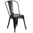Flash Furniture Metal Stackable Dining Side Chair in Black and Antique Gold