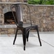 Flash Furniture Metal Stackable Dining Side Chair in Black and Antique Gold