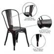 Flash Furniture Metal Stackable Dining Side Chair in Black and Antique Gold