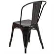 Flash Furniture Metal Stackable Dining Side Chair in Black and Antique Gold