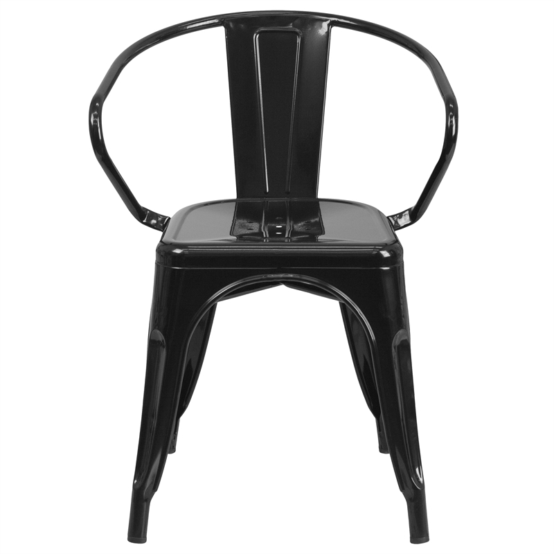 Flash Furniture Metal Stackable Dining Arm Chair in Black