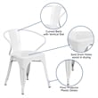 Flash Furniture Metal Stackable Dining Arm Chair in White