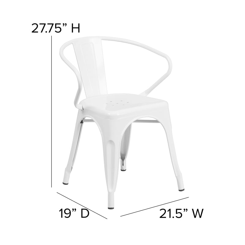 Flash Furniture Metal Stackable Dining Arm Chair in White