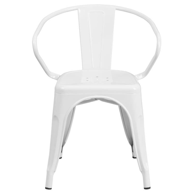 Flash Furniture Metal Stackable Dining Arm Chair in White