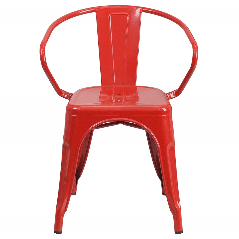 Flash Furniture Metal Stackable Dining Arm Chair in Red