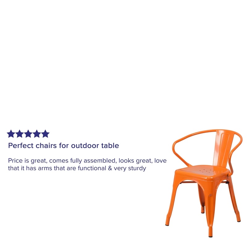 Flash Furniture Metal Stackable Dining Arm Chair in Orange