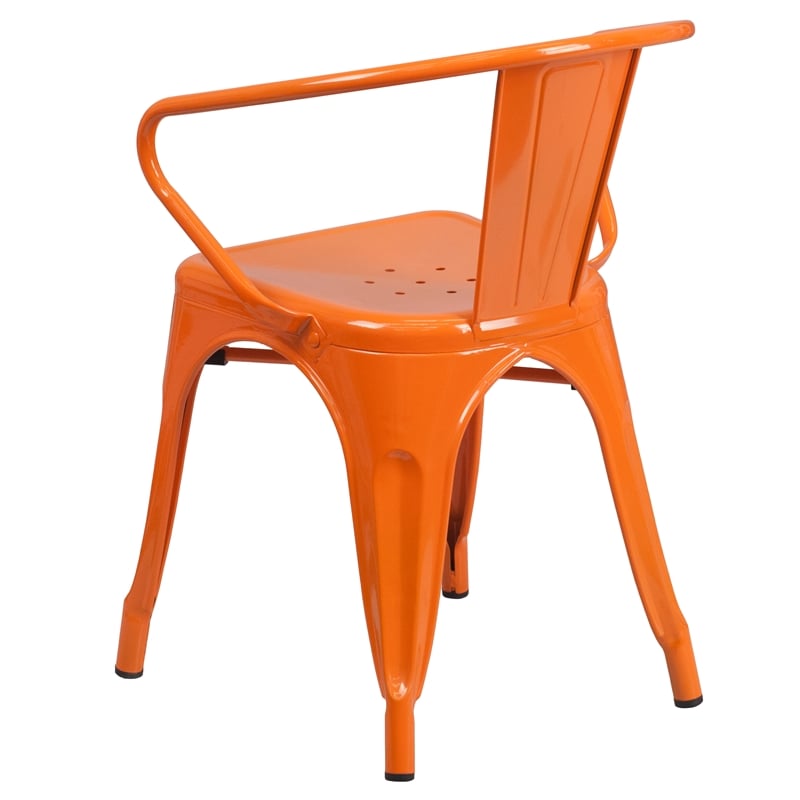 Flash Furniture Metal Stackable Dining Arm Chair in Orange
