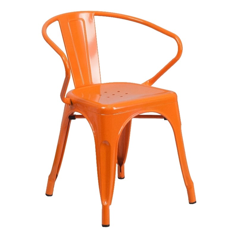 Flash Furniture Metal Stackable Dining Arm Chair in Orange